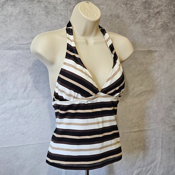 [NWOT] VINTAGE JAG Striped Halter Bathing Suit Top - Picture 2 of 6